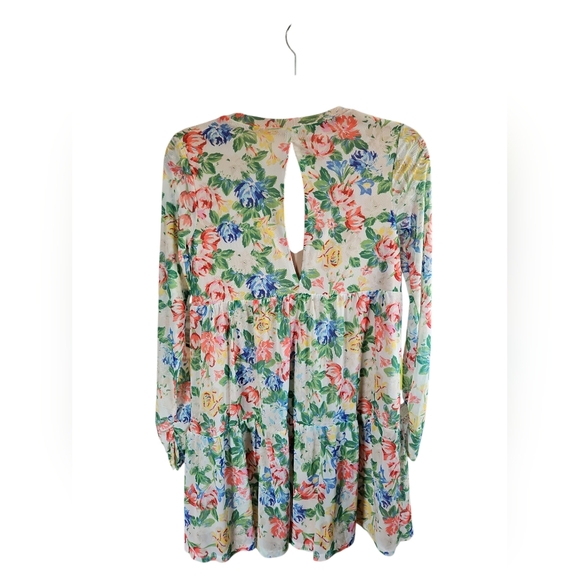 AFRM x Nordstrom Floral Mini Dress XS Mesh Long Sleeve Cottagecore Romantic - Picture 3 of 6